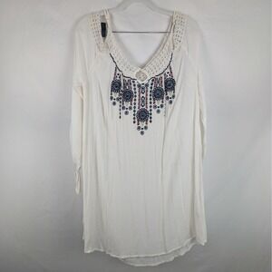 Romeo Juliet Couture Beach White Embroidered Crochet L Boho Romantic Lace